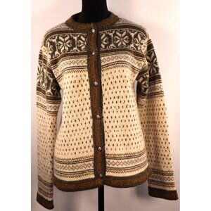 Vintage Womens Italian Wool & Acrylic Cardigan Sweater With Metal Buttons Size M